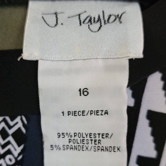 J Taylor Womens Dress Multicolor Geometric Shift Dress 3/4 Sleeve Zipper Size 16 - Picture 5 of 10